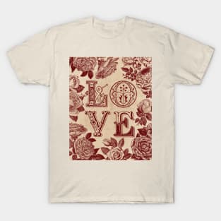 Love Rose Art on Old Paper T-Shirt